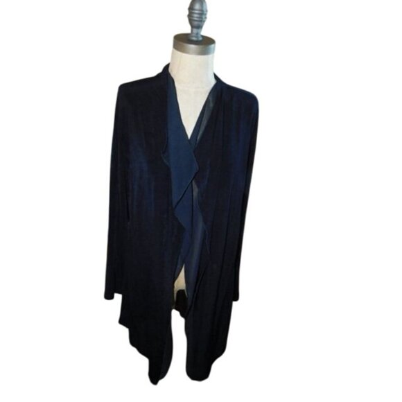 Chico's Tops - Chico's Size M Medium (1) Black Travelers Knit Ruffle Front Slinky Stretchy Top